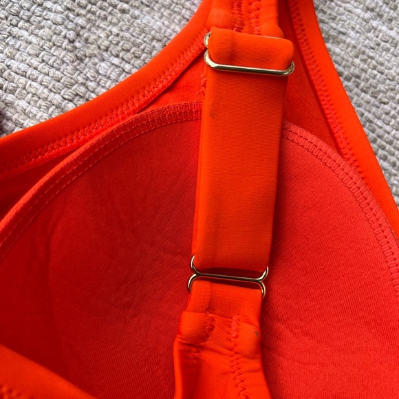 Orange One-piece swimming suit rushed sides with bow. - Picture 4 of 10